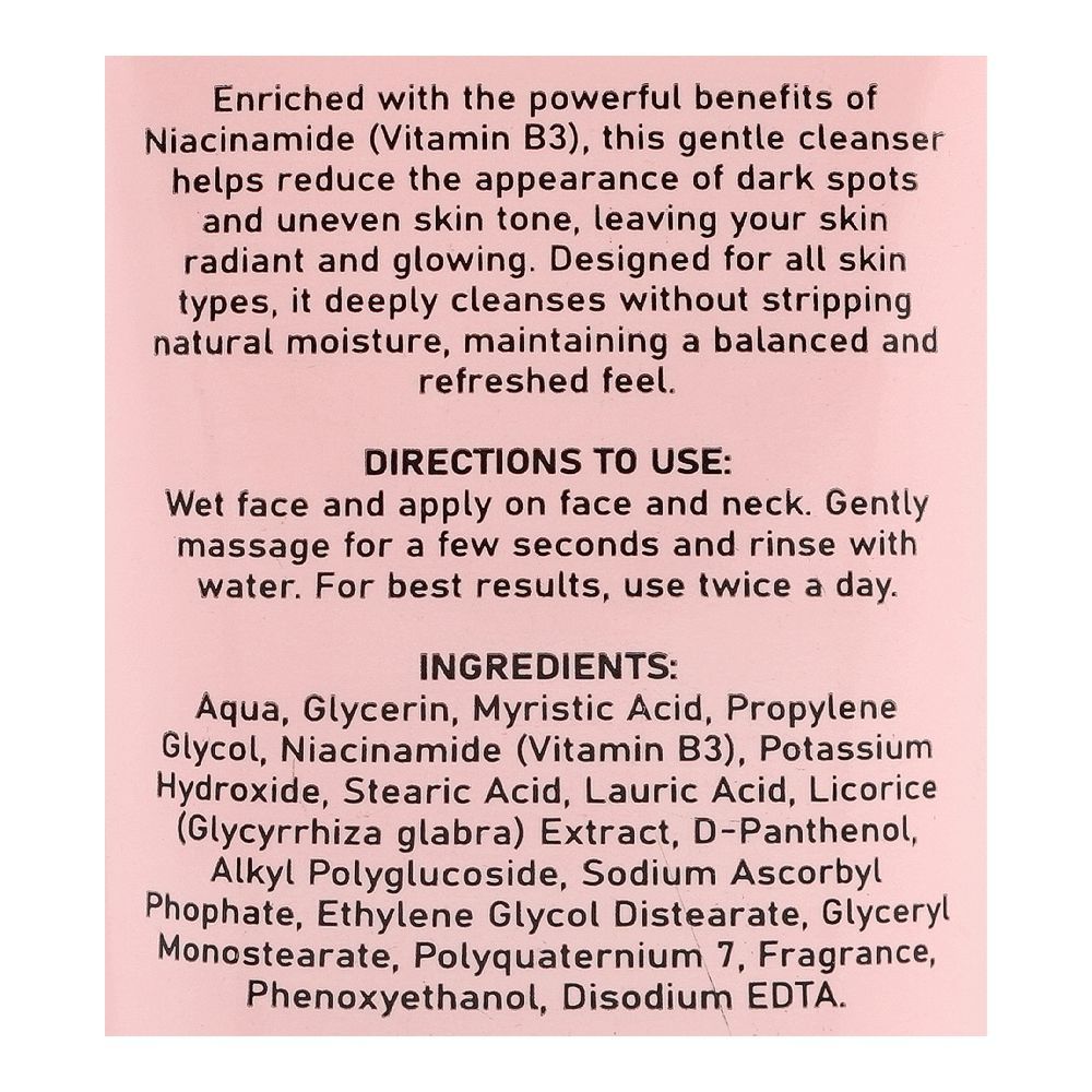 Skin White Vitamin B3 Face Wash, Sulphate & Paraben Free, For All Skin Types, 100g - Image 3