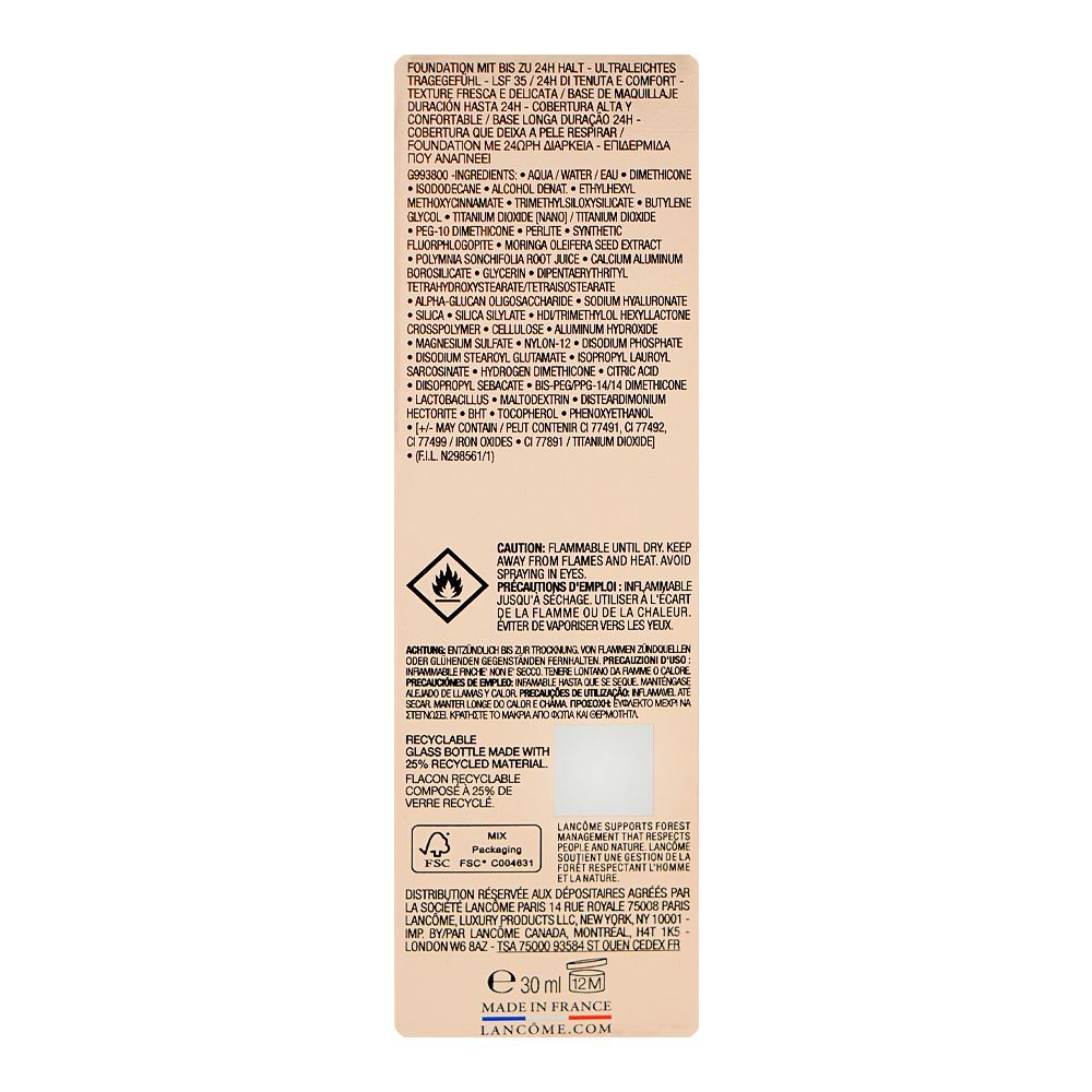 Lancome Paris Teint Idole Ultra Wear Liquid Foundation, SPF-35, Transfer-Free, 30ml, 335W - Image 2