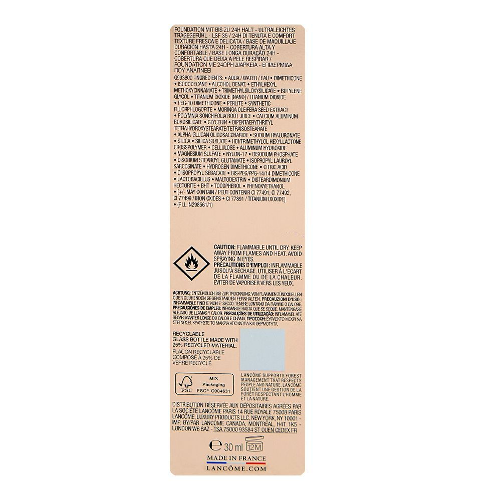 Lancome Paris Teint Idole Ultra Wear Liquid Foundation, SPF-35, Transfer-Free, 30ml, 245C 01 Beige Albatre - Image 2