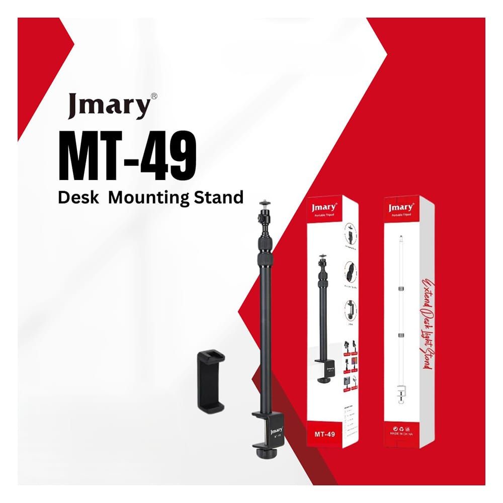 Jmary Tabletop Desk Mount Light Stand with C-Clamp for Camera & Ring Light (15.2" - 36.8" Height), MT-49 - Main Image