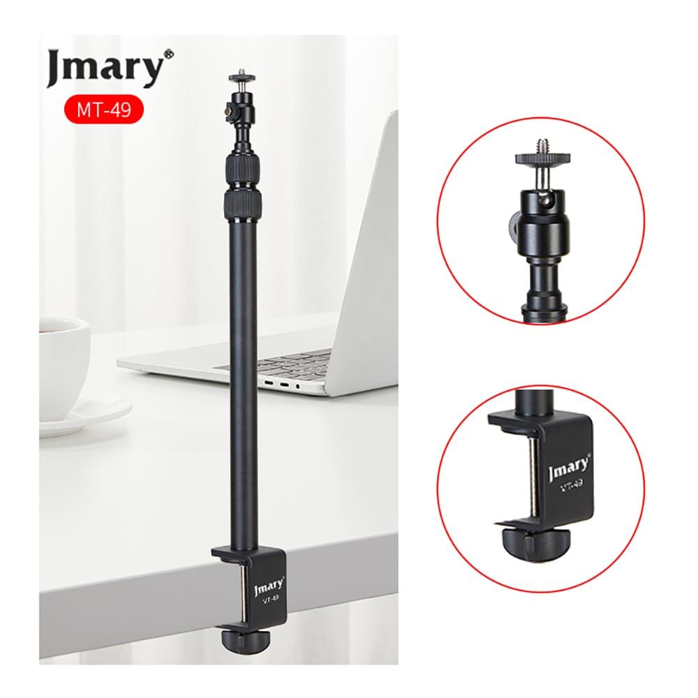 Jmary Tabletop Desk Mount Light Stand with C-Clamp for Camera & Ring Light (15.2" - 36.8" Height), MT-49 - Image 3
