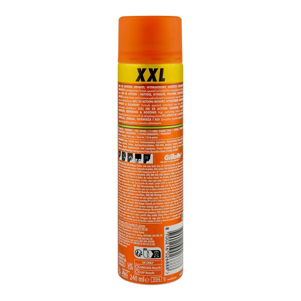 Gillette Fusion Shave Foam with Almond Oil, 5x Action, For Sensitive Skin, XXL, 240ml - Image 2