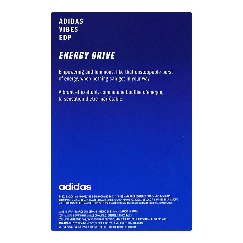 Adidas Vibes Energy Drive, Eau de Parfum, For Men & Women, 100ml - Image 5