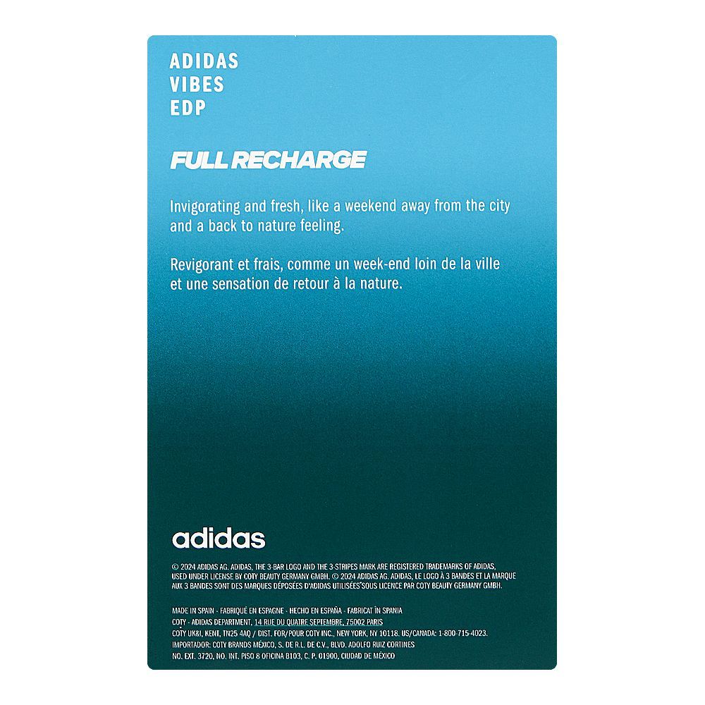 Adidas Vibes Full Recharge, Eau de Parfum, For Men & Women, 100ml - Image 6