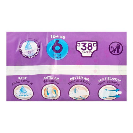 Canbebe Baby Diapers Jumbo, Extra Large, No.6, 16+kg, 38-Pack - Image 5