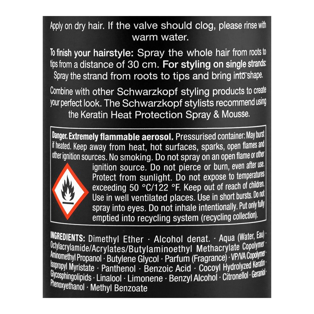 Schwarzkopf Ceramide Complex Hair Spray, 48H Extra Strong Hold, 400ml - Image 3