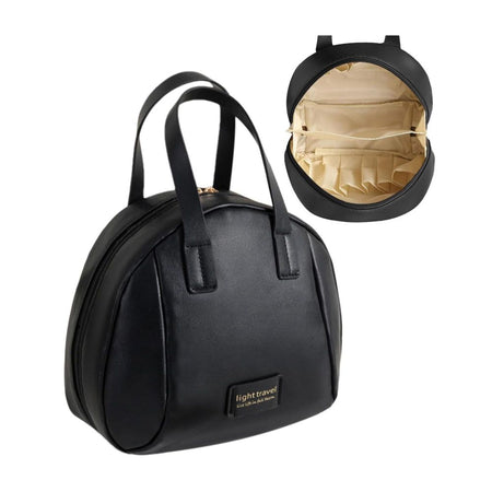 Handle-Top Travel Cosmetic Bag, Makeup Organizer & Toiletry Pouch, Black - Image 2