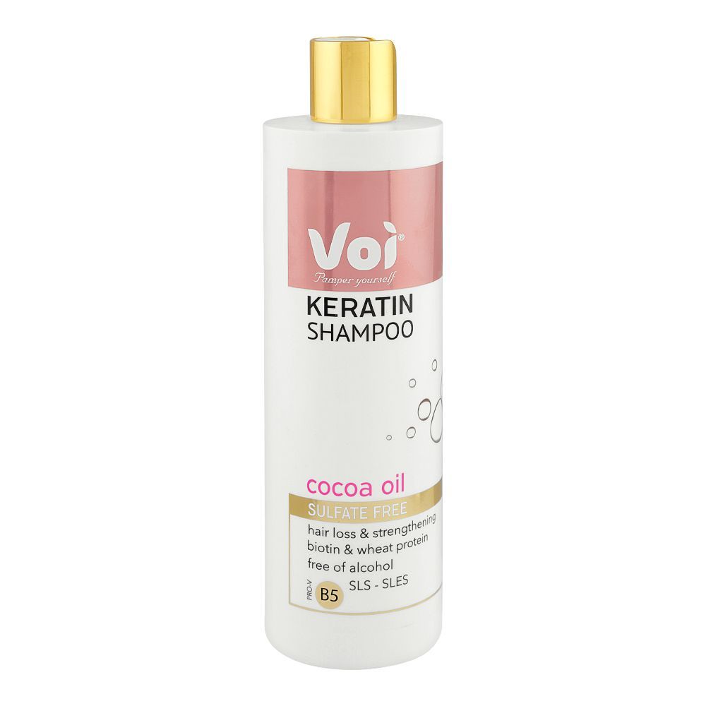 Voi Keratin Shampoo with Cocoa Oil, Sulfate Free & Alcohol Free, For Hair Loss, 400ml - Main Image