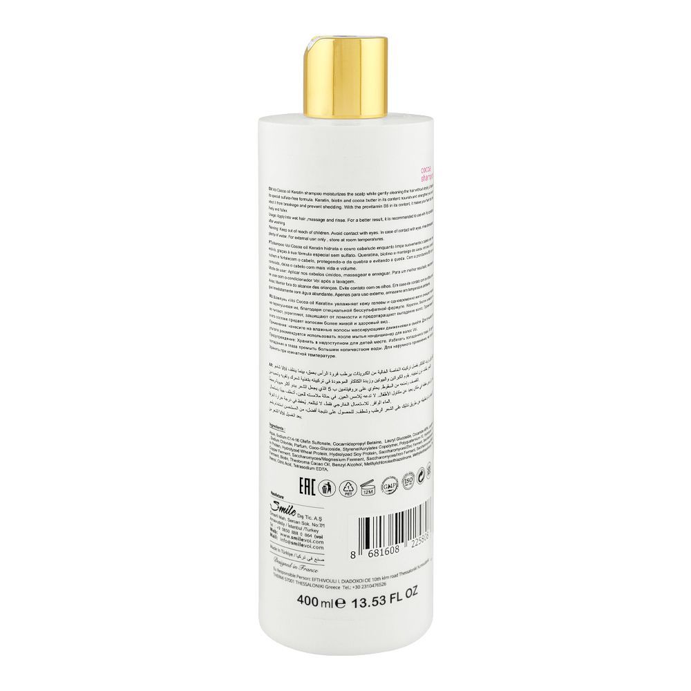 Voi Keratin Shampoo with Cocoa Oil, Sulfate Free & Alcohol Free, For Hair Loss, 400ml - Image 2