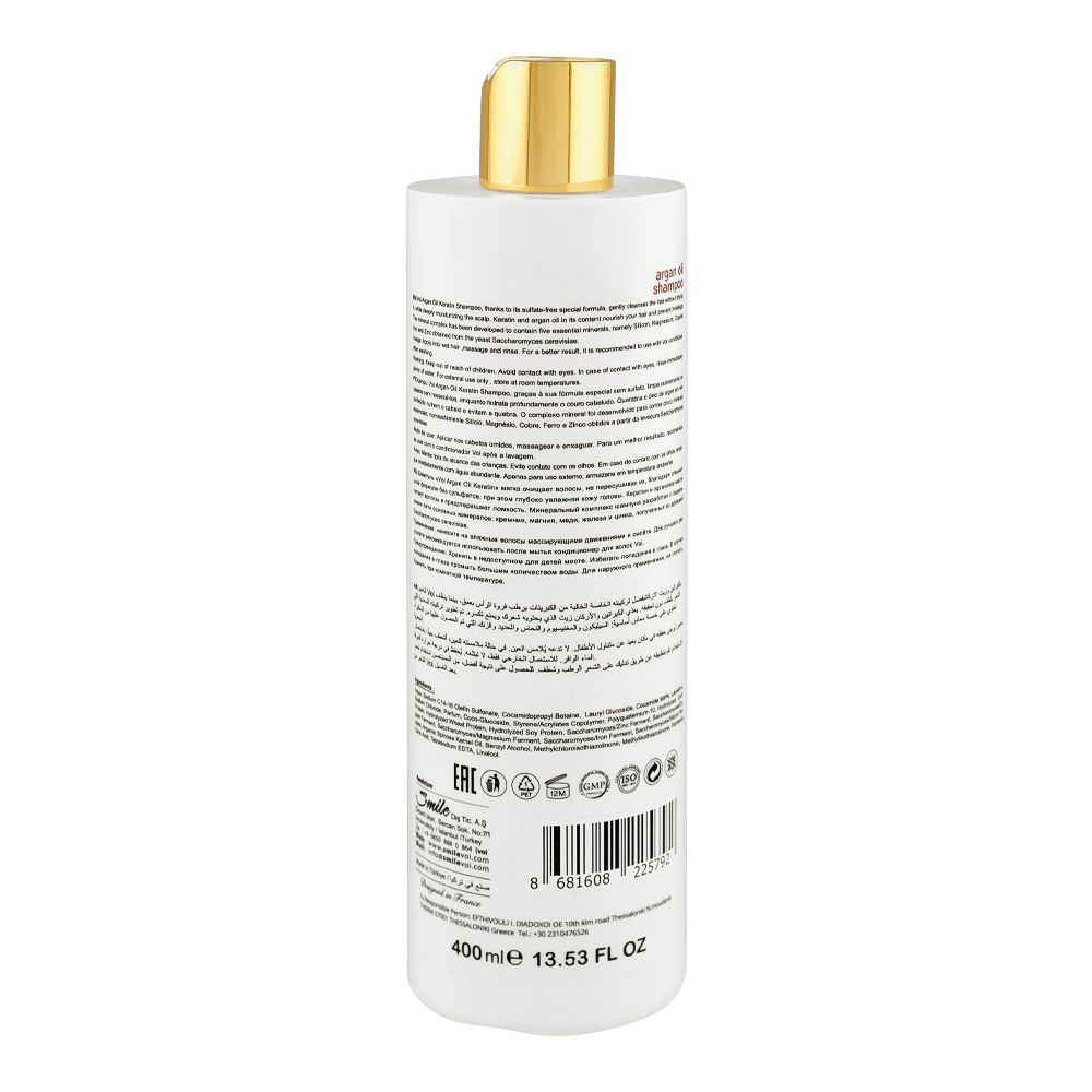 Voi Keratin Shampoo with Argan Oil, Sulfate & Alcohol Free, For Damaged Hair, 400ml - Image 2