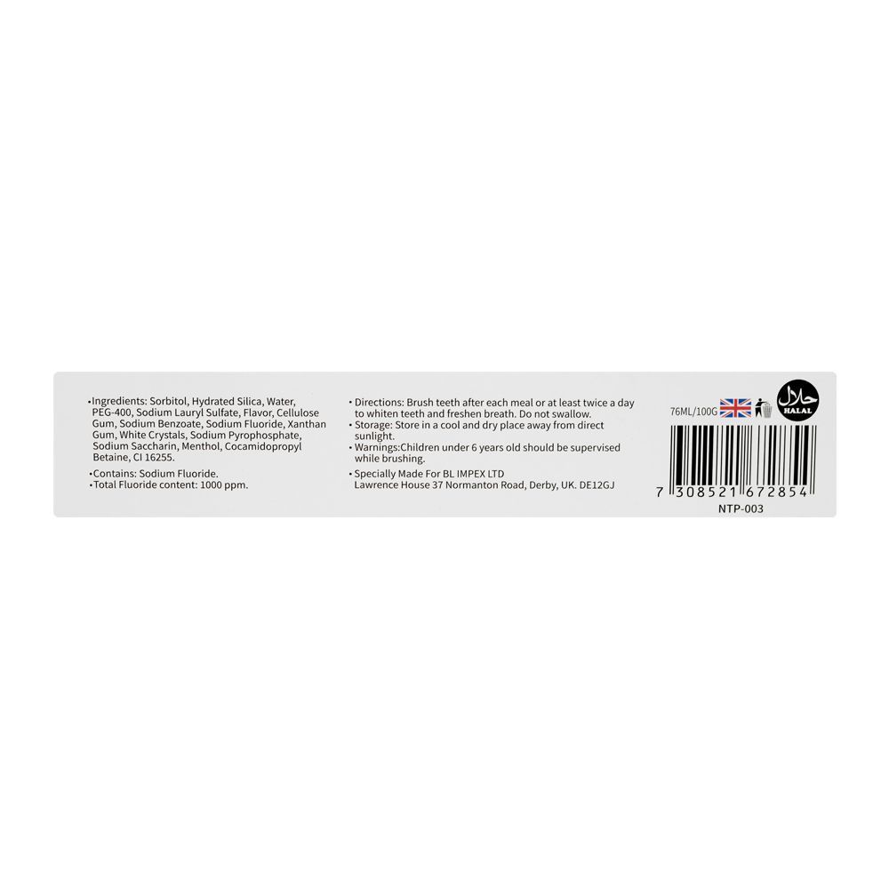 Nero Brilliant Peppermint Gel Cooling Crystals Whitening Toothpaste, 100g - Image 3