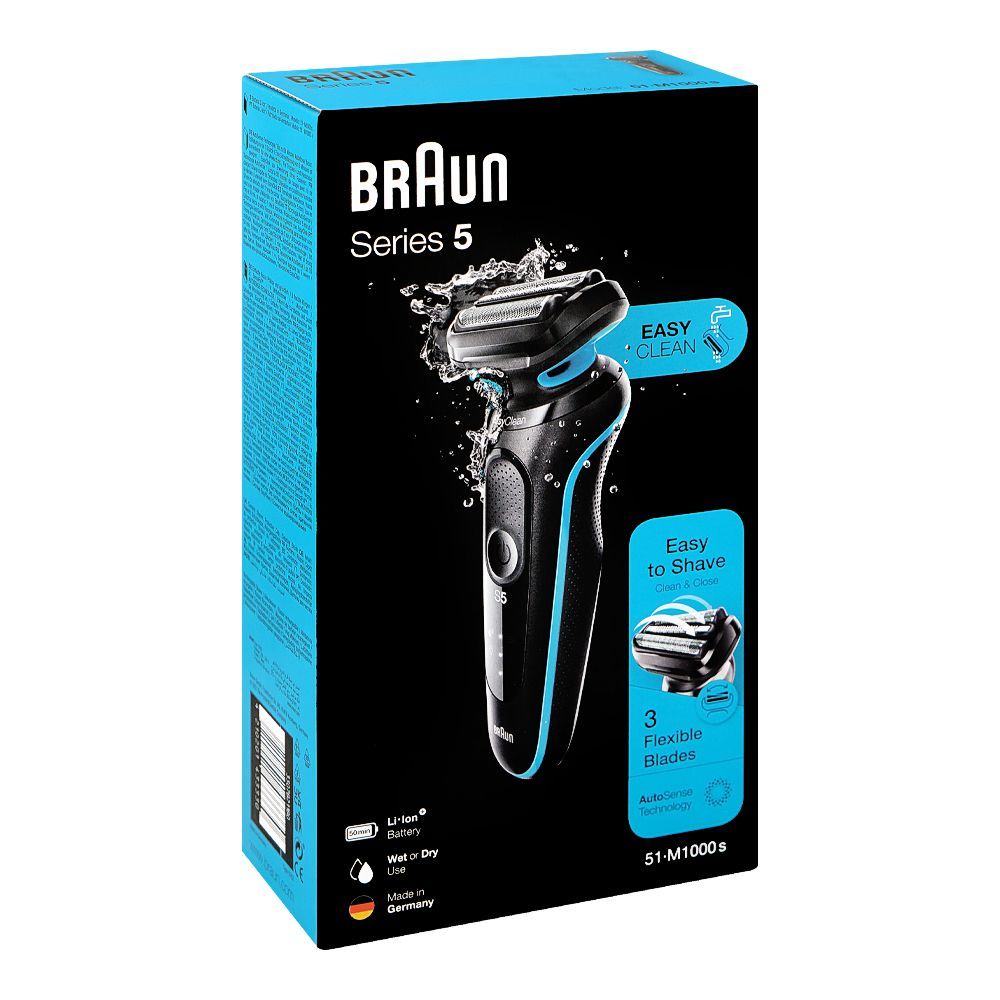 Braun Series 5 Wet & Dry Men Shaver, Black & Blue, 51-M1000S - Image 2