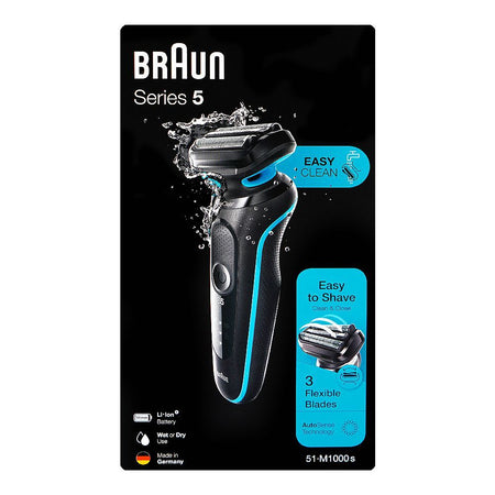 Braun Series 5 Wet & Dry Men Shaver, Black & Blue, 51-M1000S - Image 3