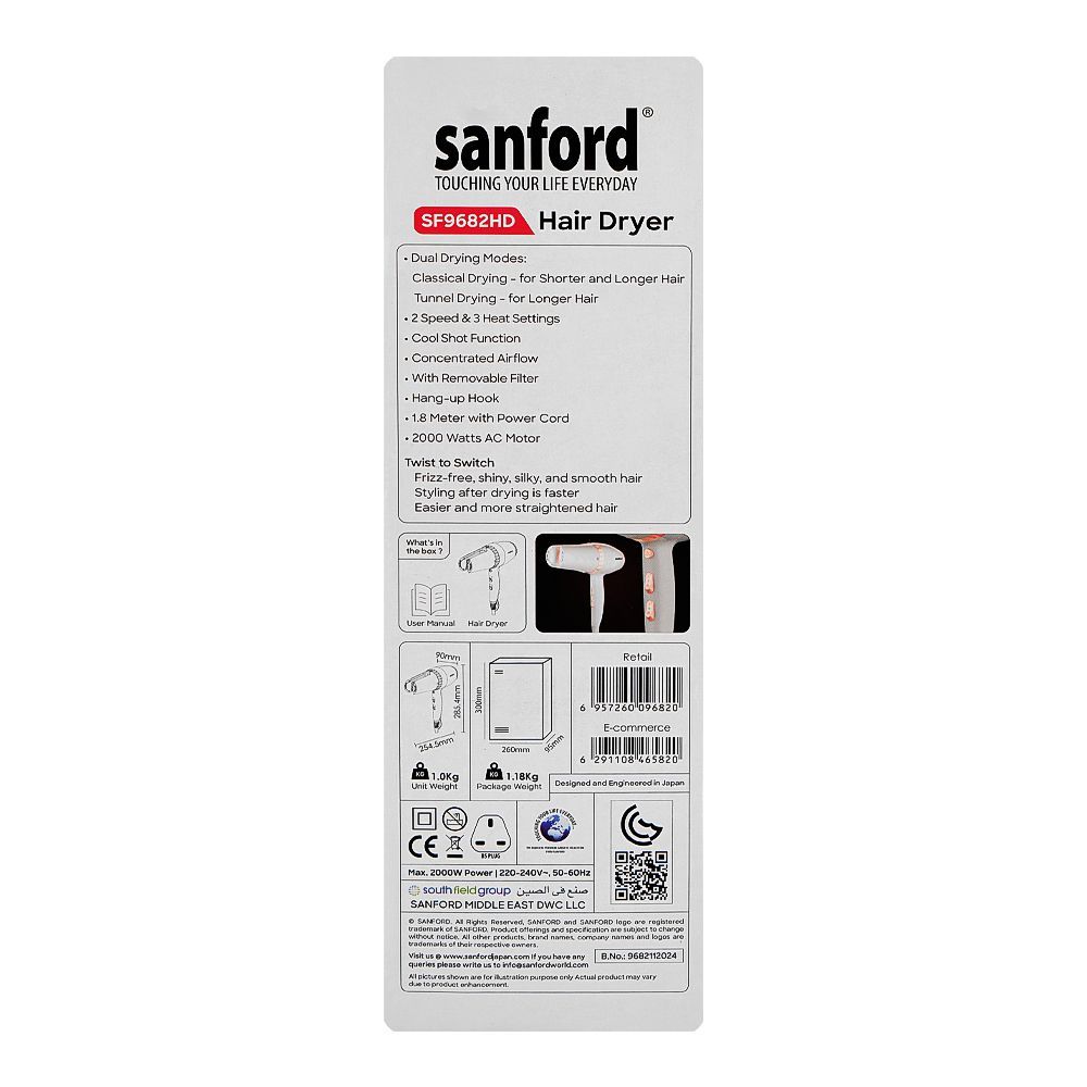 Sanford Style 2inOne Hair Dryer, 2000W, SF-9682HD - Image 5