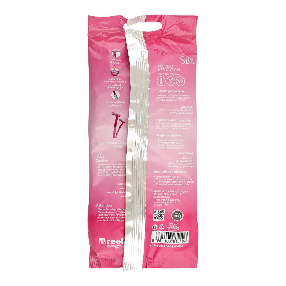 Treet Femina Silk Disposable Razor For Women, 5-Pack - Image 2
