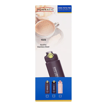 Homeatic Stainless Steel Water Bottle, 750ml, Blue, HKD-7070 - Image 6