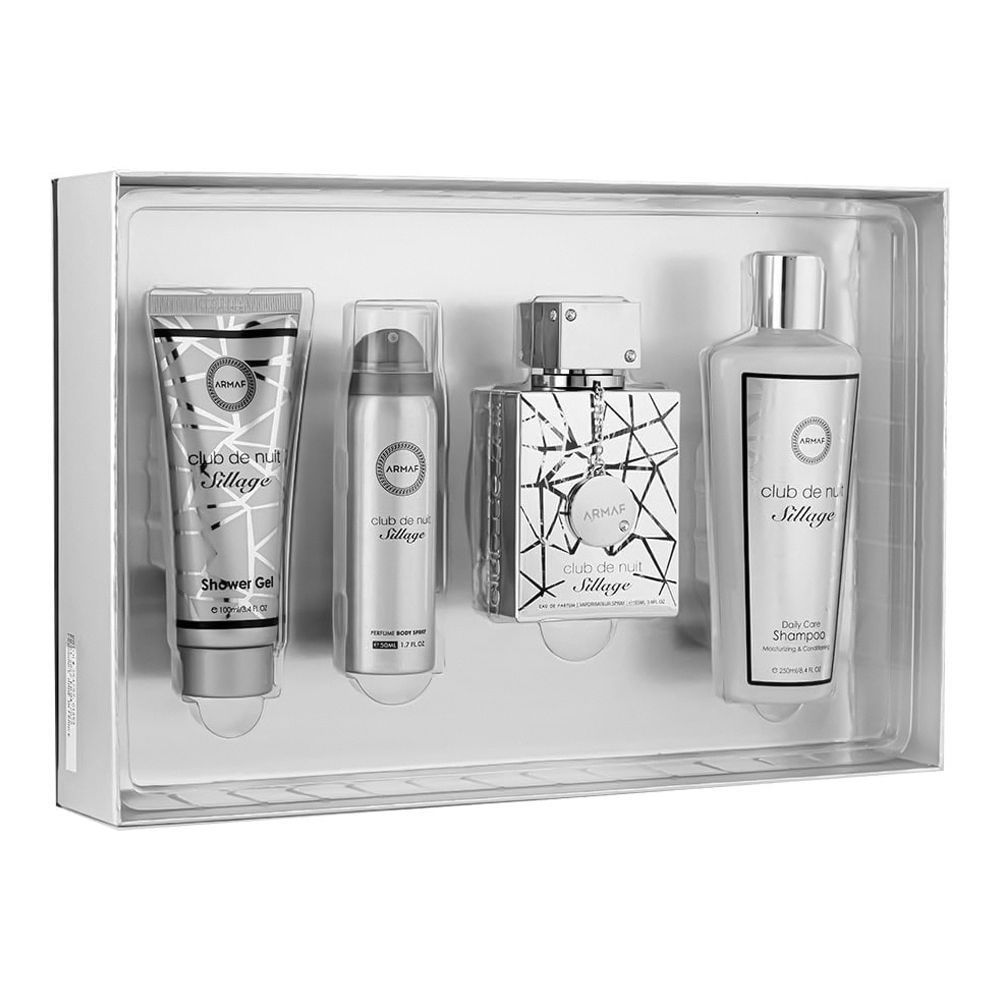 Armaf Sillage Gift Set: Eau de Parfum 105ml+50ml Body Spray+250ml Shampoo+100ml Shower Gel, For Men, 4-Pack - Main Image
