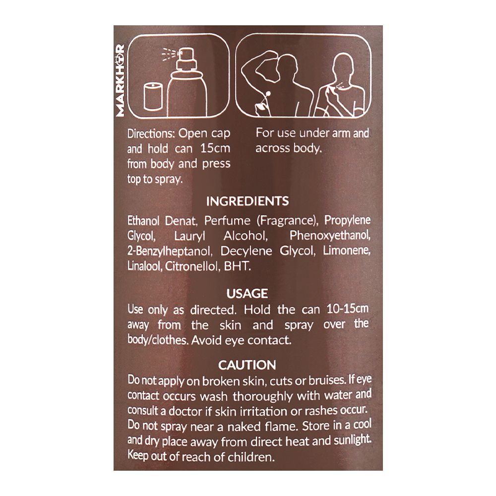 Markhor Blanc Royale Oud No Gas Body Spray, For Men, 120ml - Image 3