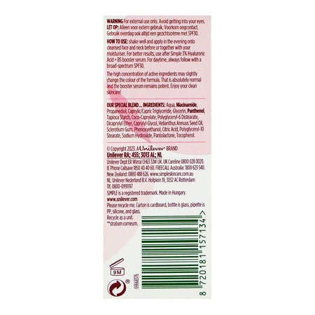 Simple 10% Vitamin B3 Niacinamide Booster Serum, For All Skin Types, 30ml - Image 2