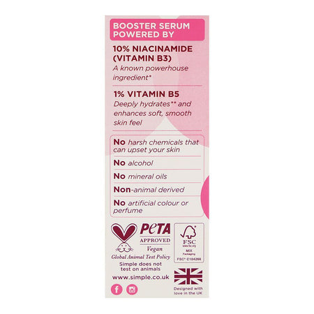 Simple 10% Vitamin B3 Niacinamide Booster Serum, For All Skin Types, 30ml - Image 4