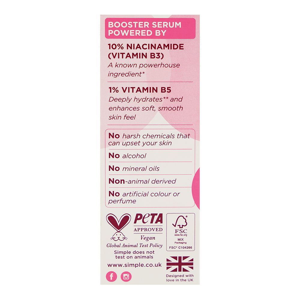 Simple 10% Vitamin B3 Niacinamide Booster Serum, For All Skin Types, 30ml - Image 4