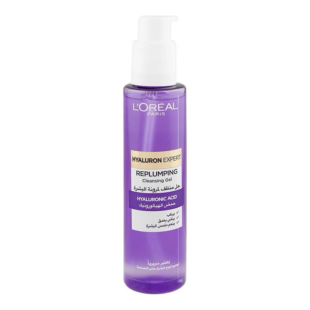 L'Oreal Hyaluron Expert Replumping Hyaluronic Acid Cleansing Gel Face Wash, For All Skin Types, 150ml - Main Image