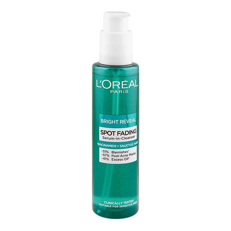 L'Oreal Bright Reveal Spot Fading Serum-In-Cleanser, Niacinamide & Salicylic Acid, For All Skin Types, 150ml - Main Image
