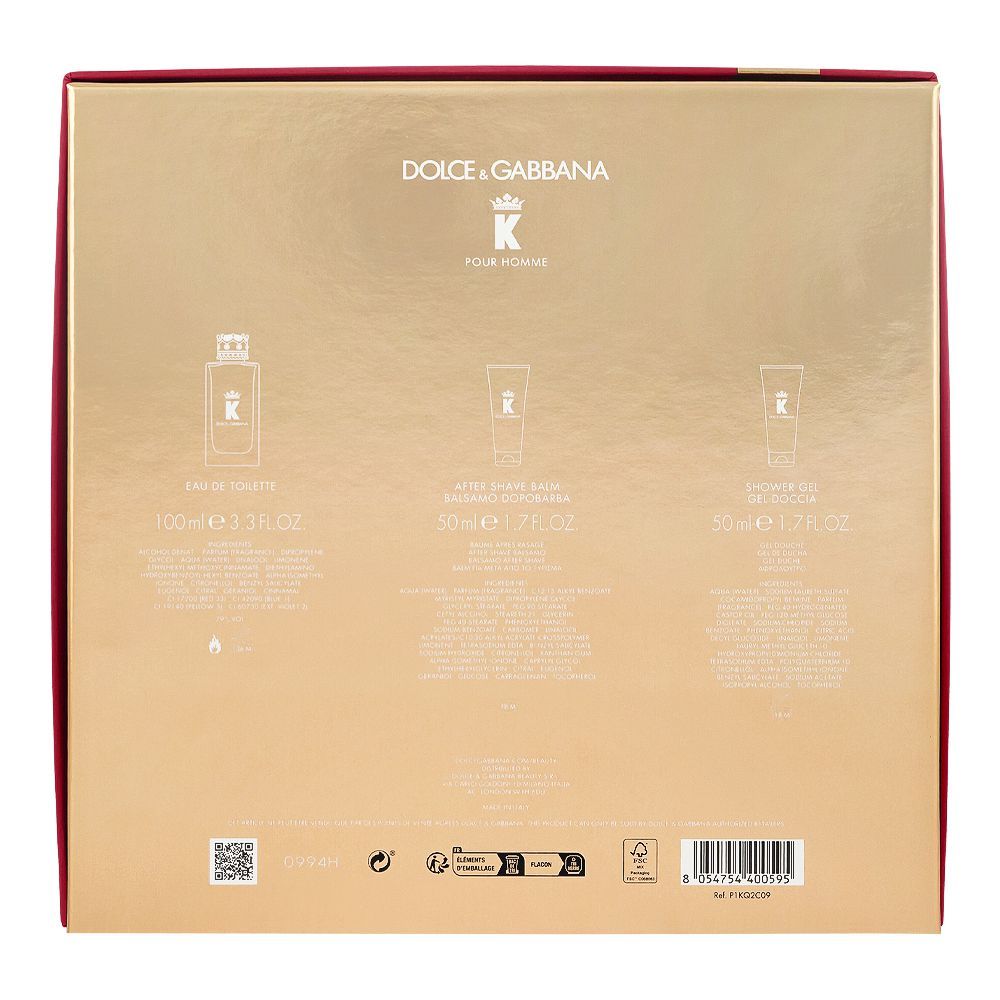 Dolce & Gabbana K Gift Set: 100ml Eau de Toilette+50ml After Shave+50ml Shower Gel, For Men, 3-Pack - Image 3