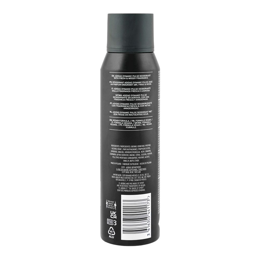 Adidas Dynamic Pulse 48H Fresh & Woody Deodorant Body Spray, For Men, 150ml - Image 2