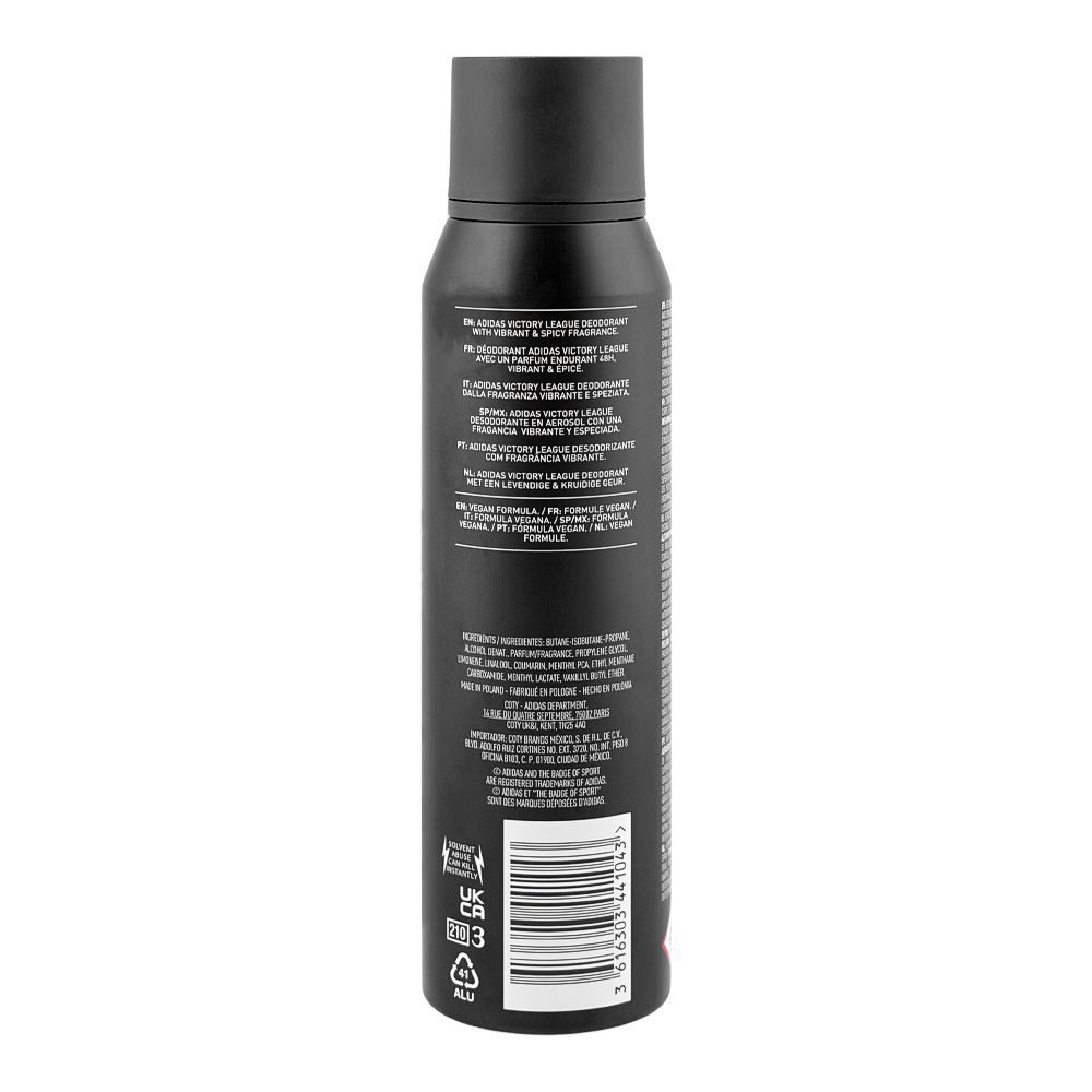 Adidas Victory League 48H Vibrant & Spicy Deodorant Body Spray, For Men, 150ml - Image 2
