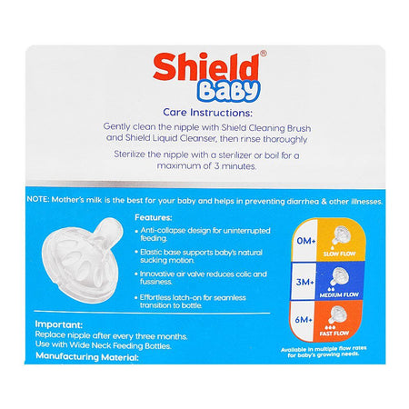 Shield Baby Wide Neck Anti Colic Nipples, BPA Free, Medium Flow, For 3+ Months, 2-Pack - Image 4