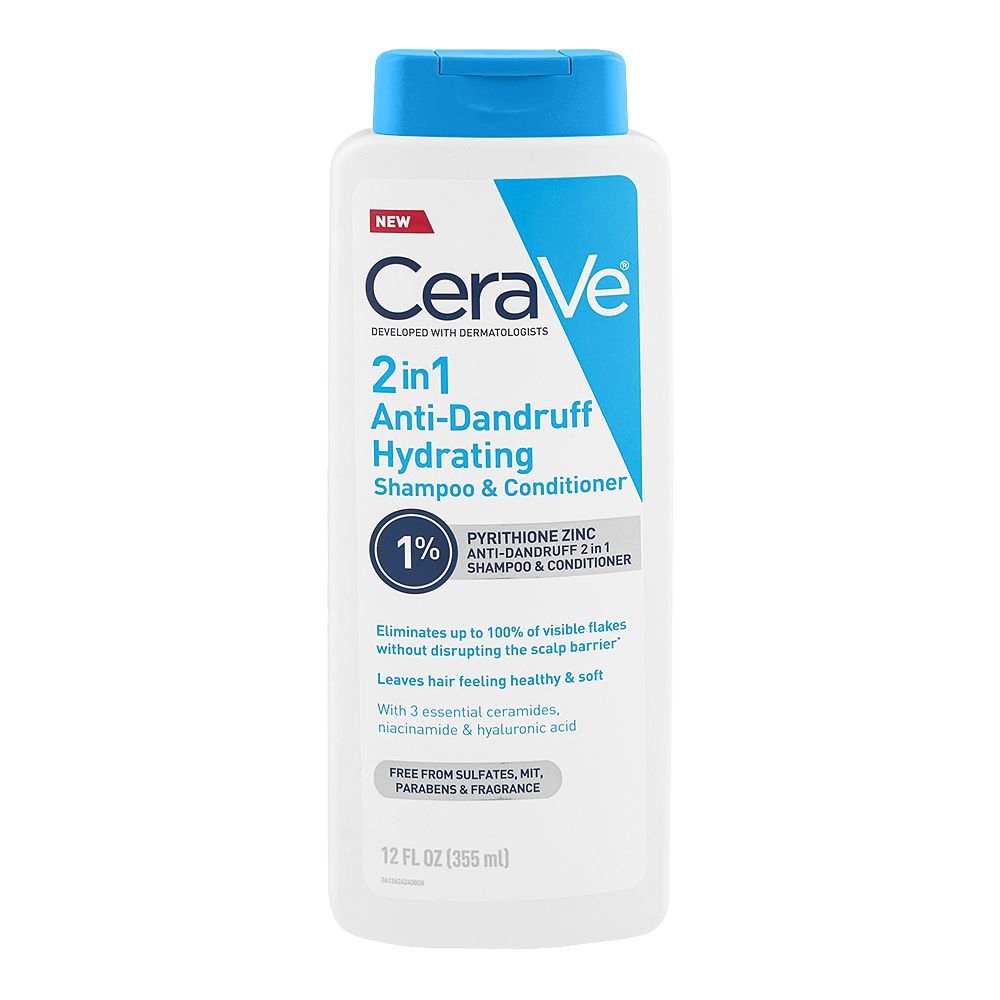 CeraVe 2in1 Anti-Dandruff Hydrating Shampoo & Conditioner, Sulphate & Paraben Free, 355ml - Main Image
