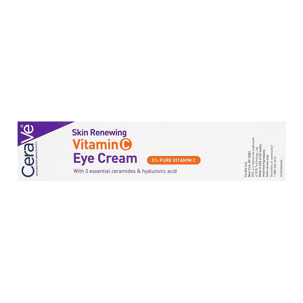 CeraVe Skin Renewing Vitamin C Under Eye Cream, For Dark Circles and Puffiness, 15ml - Image 2