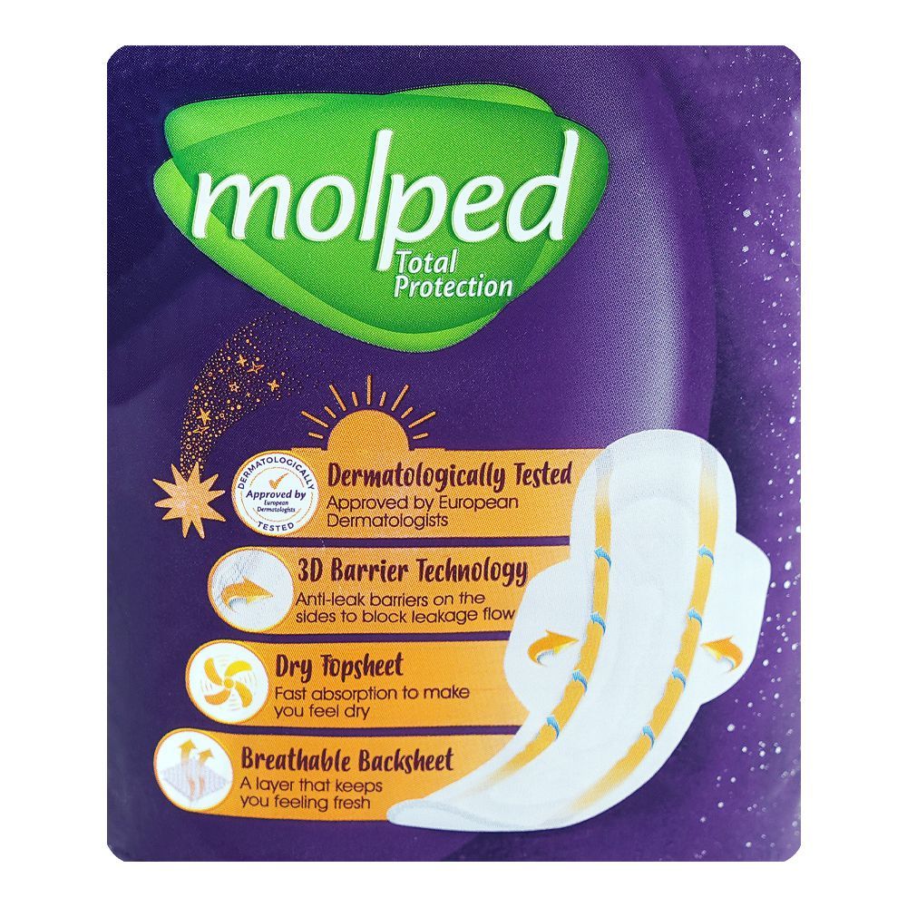 Molped Advanced Leak Protection Maxi Thick Sanitary Pads, Long, 8 Pads - Image 2