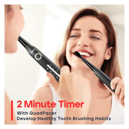 Seago Electric Toothbrush with 8 Brush Heads, 5 Cleaning Modes, IPX7 Waterproof, For Adults, Black, SG-958 - Image 6