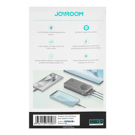 Joyroom 2.4A LED 20000mAh Power Bank, Black, JR-PBF14 - Image 5