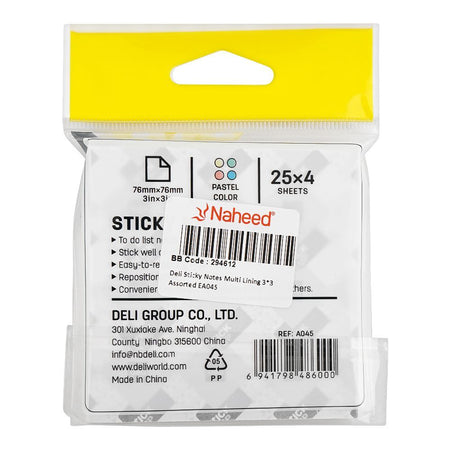 Deli Sticky Notes Multi Lining 3 X 3 Assorted, EA045 - Image 2