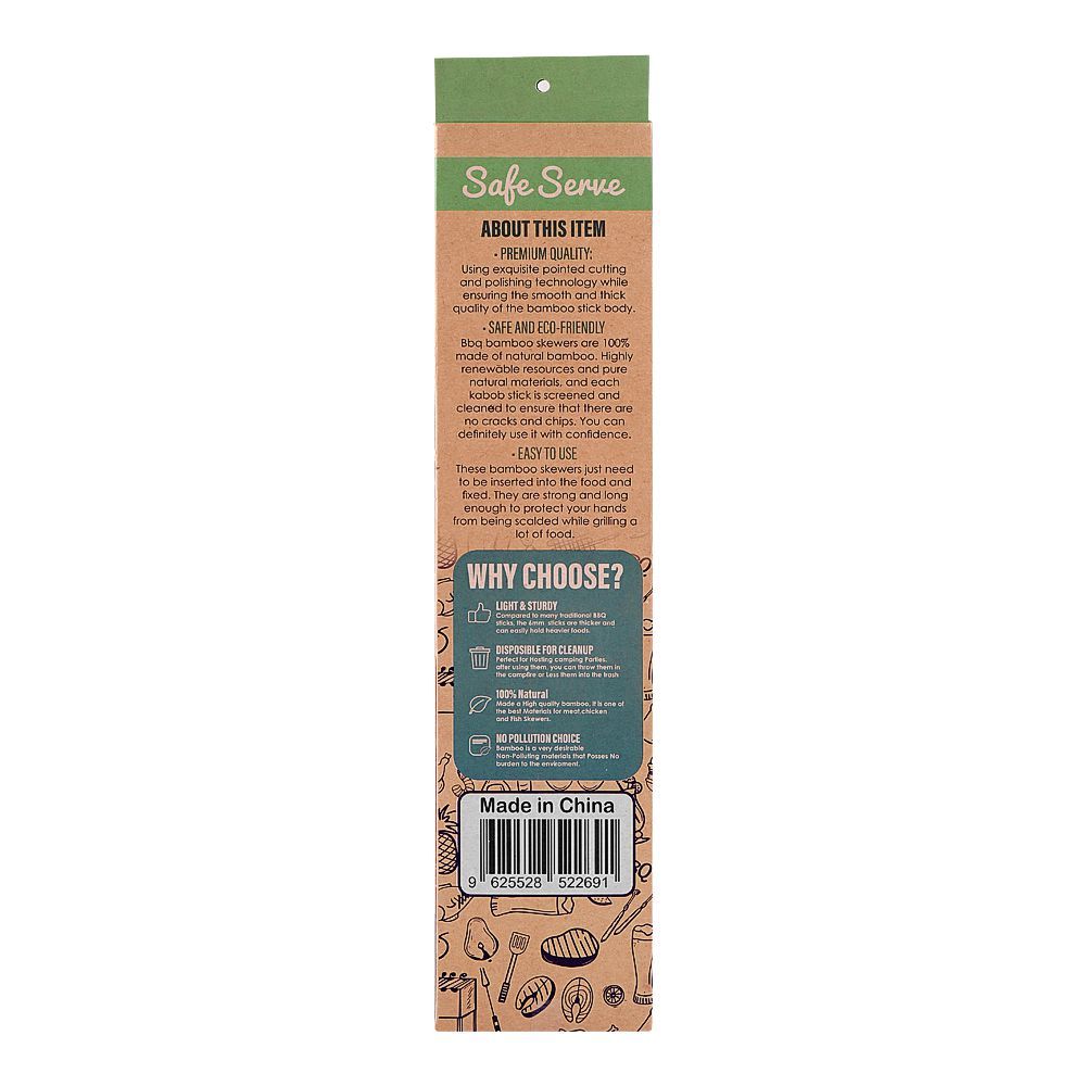 Safe Serve 14" Natural BBQ Bamboo Skewers, 6mm, 38-Pack - Image 2