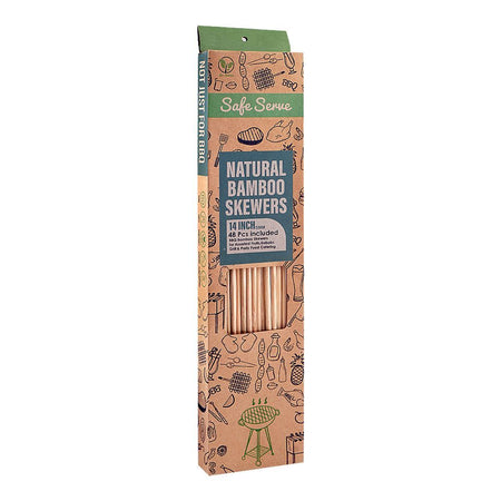 Safe Serve 14" Natural BBQ Bamboo Skewers, 5mm, 48-Pack - Main Image