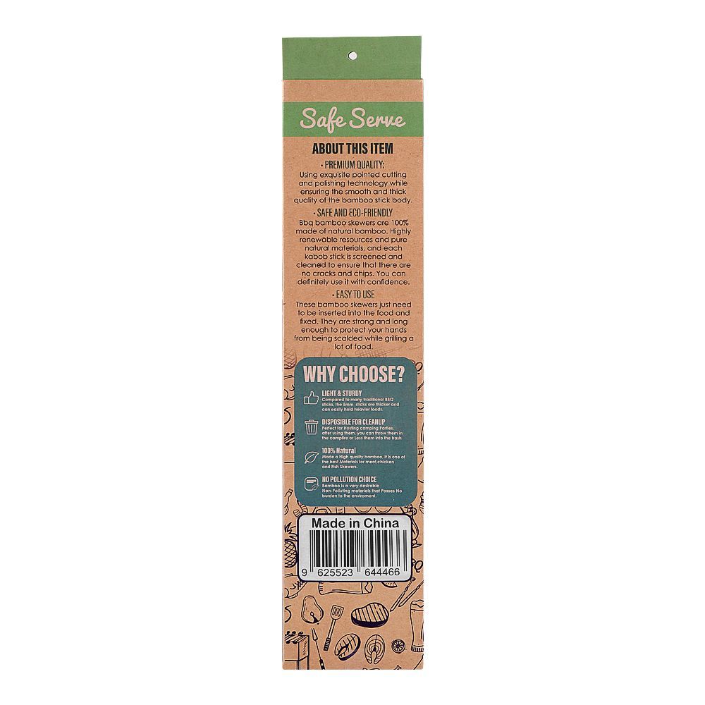 Safe Serve 14" Natural BBQ Bamboo Skewers, 5mm, 48-Pack - Image 2