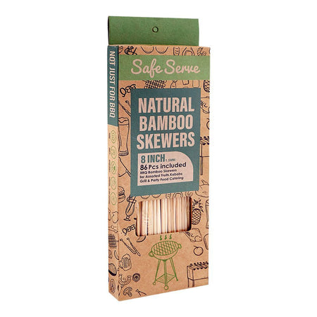 Safe Serve 8" Natural BBQ Bamboo Skewers, 1.5mm, 86-Pack - Main Image