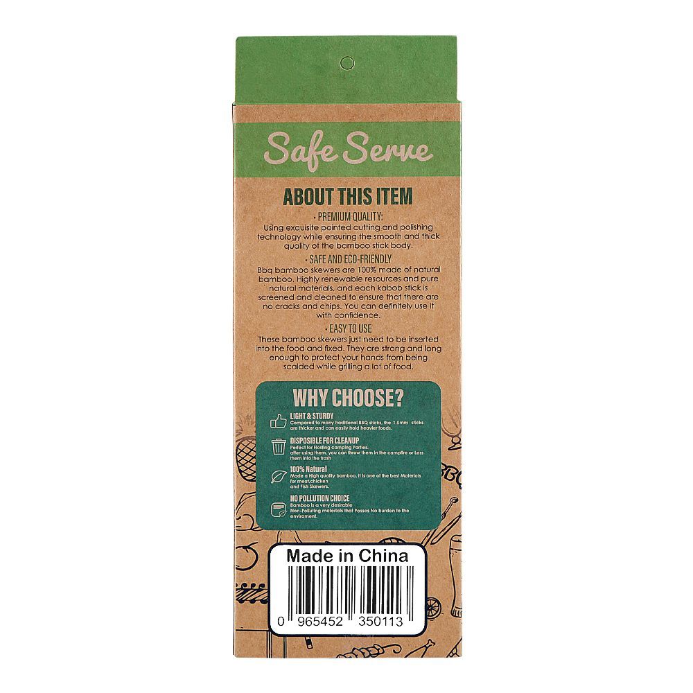 Safe Serve 8" Natural BBQ Bamboo Skewers, 1.5mm, 86-Pack - Image 2