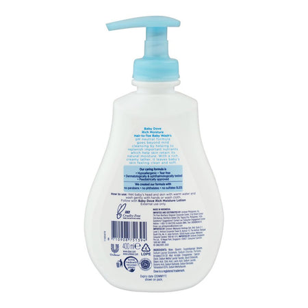 Dove Baby Rich Moisture Hair To Toe Baby Wash, 400ml - Image 2