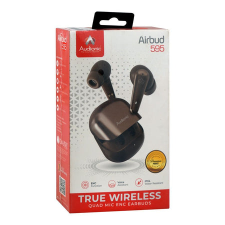 Audionic True Wireless Quad Mic Earbuds With ENC, IPX4 Water Resistant, 500mAh Case Battery, Brown, Airbud-595 - Image 3