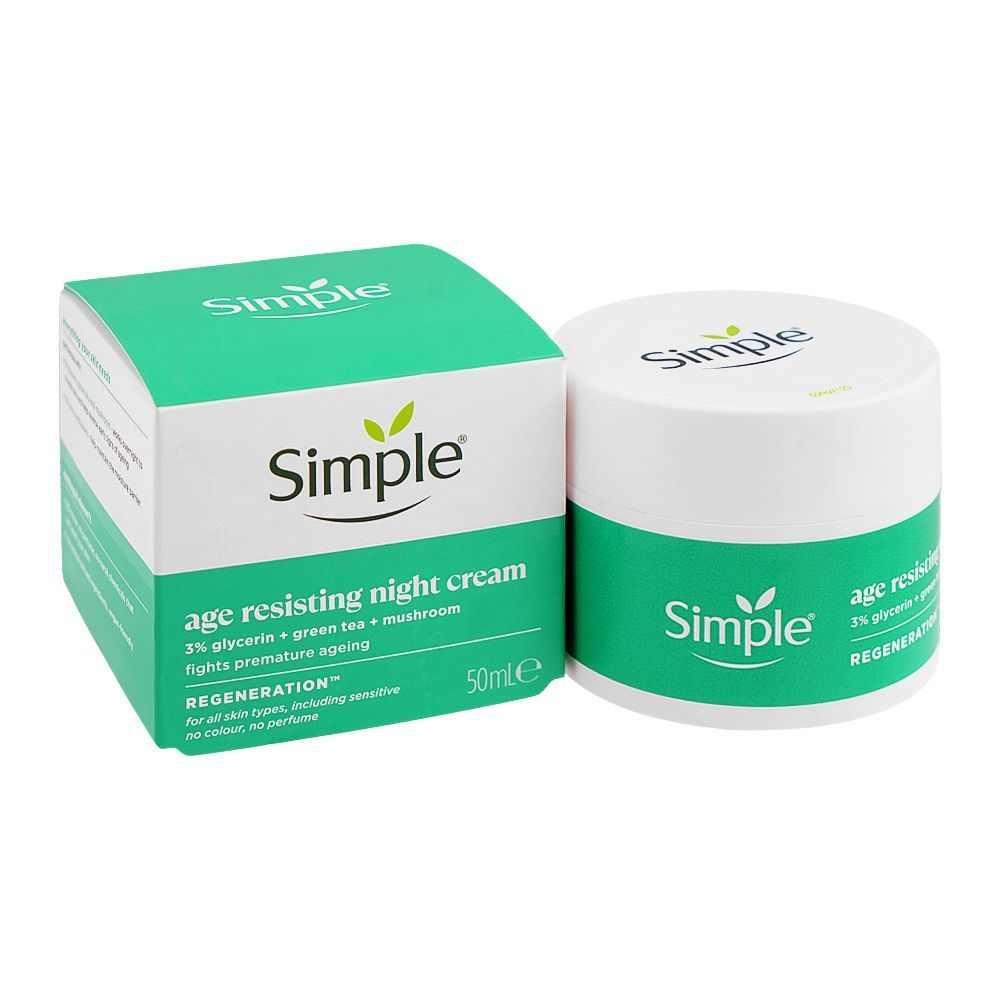 Simple Regeneration 3% Glycerin+Green Tea+Mushroom Age Resisting Night Cream, 50ml - Main Image