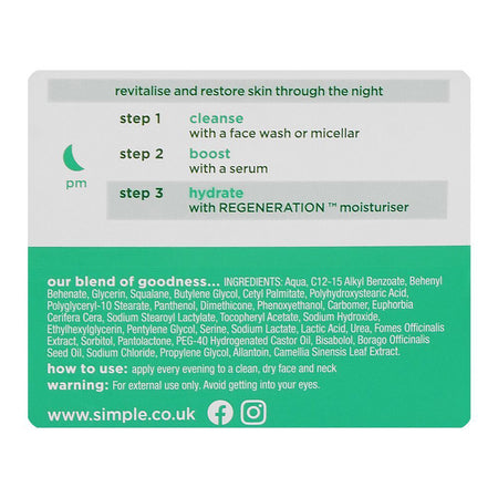 Simple Regeneration 3% Glycerin+Green Tea+Mushroom Age Resisting Night Cream, 50ml - Image 4