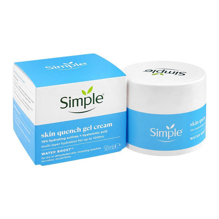 Simple Water Boost 19% Hydrating Actives+Hyaluronic Acid Skin Quench Gel Cream, 50ml - Main Image