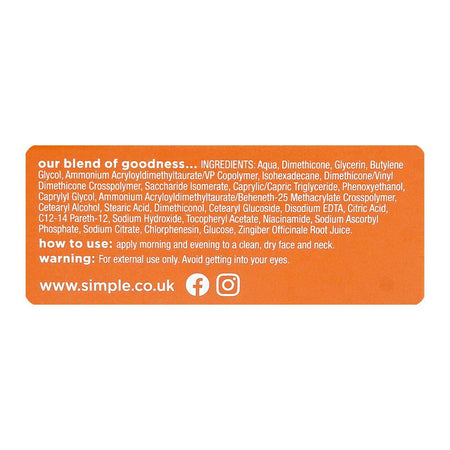Simple Protect' N' Glow Antioxidant Vitamin C+E+Ginger Root Brightening Gel Cream, 50ml - Image 5