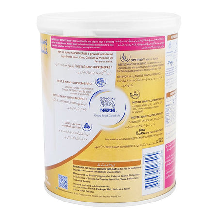 Nestle Nan-1 Supremepro Optipro Milk Powder, 400g Tin - Image 3