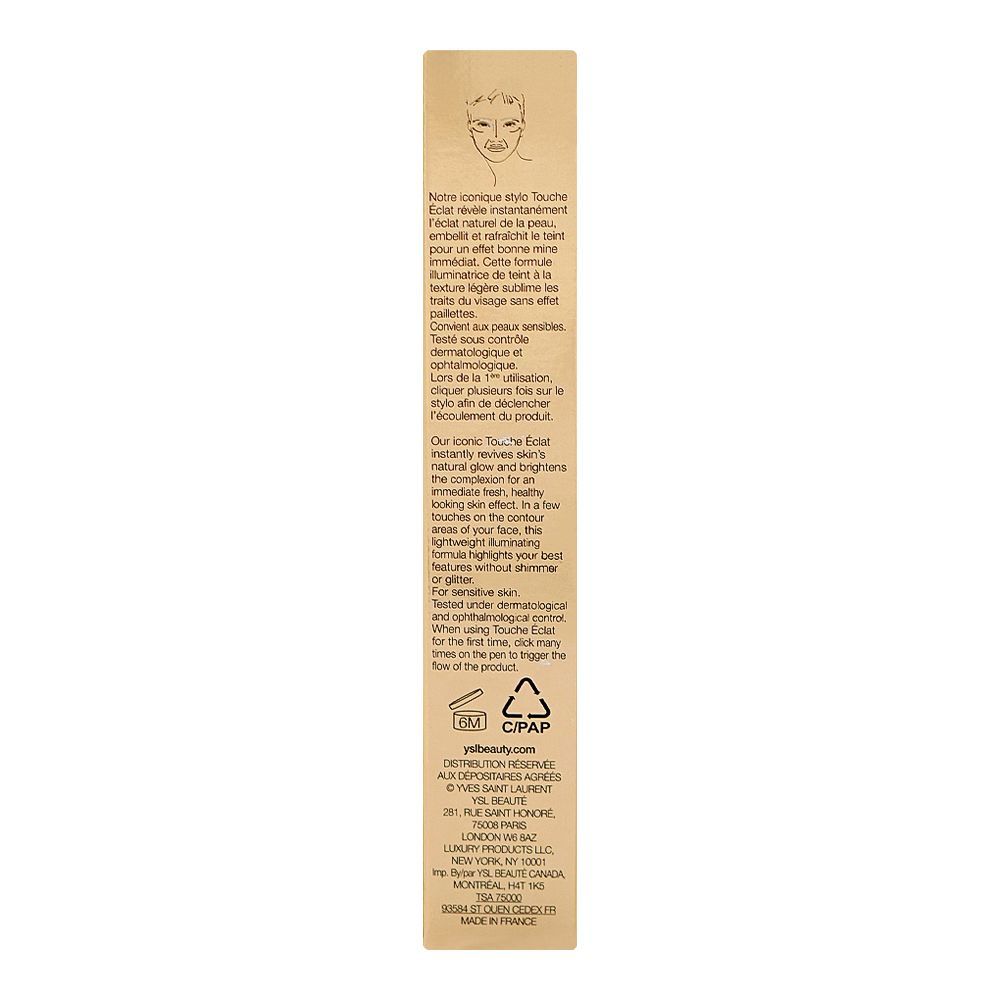 Yves Saint Laurent Touche E'Clat Radiant Touch Highlighter Pen 4, Luminous Gold, 2.5ml - Image 3